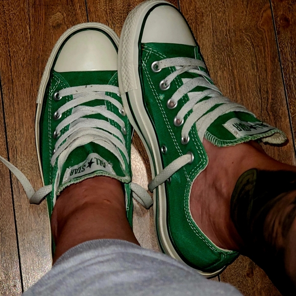 Well Loved Converse All Star Low Top Green Canvas Shoes M5 / W7 - Picture 13 of 16